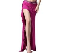 NIUSABOU Gonna Lunga Maxi per Danza del Ventre, Gonna da Pratica di Danza del Ventre in Modale Donna con Spacchi Laterali, Multicolore, Taglie Multiple(Rose,M)