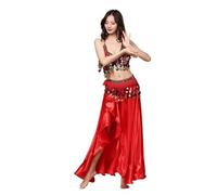 NIUSABOU Gonna Lunga Maxi per Danza del Ventre, Gonna Lunga di Danza del Ventre da Donna con Cintura Multicolor(Red)