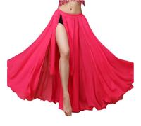 NIUSABOU Gonna Lunga Maxi per Danza del Ventre, Gonna Lunga di Danza del Ventre da Donna con Spacco Laterale in Chiffon Multicolore(Light Red)