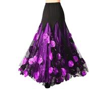 NIUSABOU Gonna Lunga Maxi per Danza del Ventre, Gonna Valzer di Danza del Ventre da Sala Multicolor(Purple)