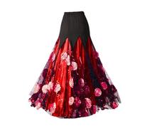 NIUSABOU Gonna Lunga Maxi per Danza del Ventre, Gonna Valzer di Danza del Ventre da Sala Multicolor(Red)