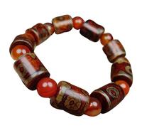 NIUSABOU Il Braccialetto di Dio, Bracciale con Perline Dzi a 3 Occhi, Agata Naturale, 1,6 cm x 1,5 cm, Foro da 0,5 mm, Unisex, con Certificato