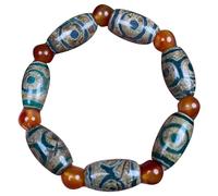 NIUSABOU Il Braccialetto di Dio, Bracciale con Perline Dzi a Tre Occhi in Agata Naturale, 2,5 cm x 1,4 cm x 0,5 mm, Confezione da 2
