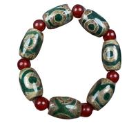 NIUSABOU Il Braccialetto di Dio, Bracciale con Perline Dzi a Tre Occhi in Agata Naturale con Certificato Unisex 2x1,4 cm