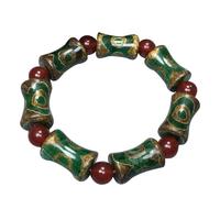 NIUSABOU Il Braccialetto di Dio, Bracciale Tibetano con Perline Dzi a Tre Occhi, in Agata Naturale con Certificato, 2,2x1,2 cm, Unisex