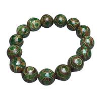 NIUSABOU Il Braccialetto di Dio, Bracciale Unisex con Perline Dzi a Tre Occhi, in Agata Verde Naturale, 1,4 cm/0,5 mm, Confezione da 4