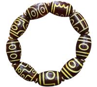 NIUSABOU Il Braccialetto di Dio, Bracciale Unisex con Perline Dzi tibetane da Uno a Nove Occhi, in onice e Agata, 2,2x1,4 cm, Foro da 0,5 mm, con Certificato