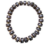 NIUSABOU Il Braccialetto di Dio, Braccialetto di Perle celestiali Dzi tibetane in Agata Naturale, 8 mm x 4 mm