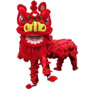 NIUSABOU Mascotte della danza del leone cinese, Costume di danza del leone drago cinese Puntelli Decorazione Capodanno rosso giallo(Rosso)