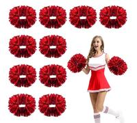 NIUSABOU Pompon da Cheerleading, Pompon da Cheerleader Multicolore 6 o 12 Pezzi con Manico Puntelli Danza Sportiva(Red,12PCS)