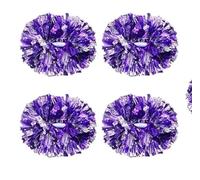 NIUSABOU Pompon da Cheerleading, Pompon da Cheerleader Multicolore 6 o 12 Pezzi con Manico Puntelli Danza Sportiva(Puple And Silver,6PCS)