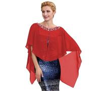 NIUSABOU Scialli con nappe da matrimonio, Scialle da sposa in chiffon con mantella e paillettes multicolori(Color4)