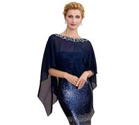 NIUSABOU Scialli con nappe da matrimonio, Scialle da sposa in chiffon con mantella e paillettes multicolori(Color3)