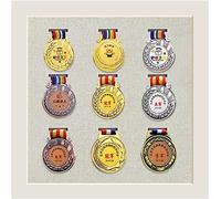 NIUSABOU Teca per medaglie e foto, Cornice for foto con espositore for medaglie da parete, multicolore, dimensioni multiple(Cyan Gray,40X40)