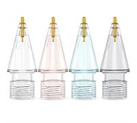 NIUTRENDZ Confezione da 4 Punte di Ricambio per Apple Pencil 2a e 1a generazione Punta in Metallo a Punta Fine Resistente All'usura e Controllo Preciso (1.95mm, Trasparente + Rosa + Blu + Grigio)
