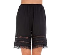 NIUVOO Donne Mezza Slip Shorts Plus Size Allentato Elastico In Vita Pizzo Patchwork Bloomers Sottogonna Mutandine Pigiama Pantaloni, Nero , XL