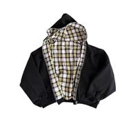 NIUVOO Felpa da uomo oversize reversibile con cappuccio a quadri Y2k Emo 2000s Grunge felpa con zip Rapper Hip Hop Outfits, Giallo, L
