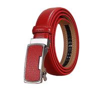 NIUXICH Cintura da donna in pelle da 2,3cm di larghezza Cinture regolabili da donna casual Cintura con fibbia automatica, Rosso, 115cm