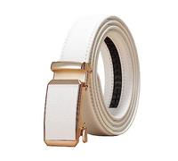 NIUXICH Cintura in pelle da donna/uomo larga 3cm Cintura con fibbia automatica regolabile Cintura decorativa per abbigliamento, Bianco, 110cm