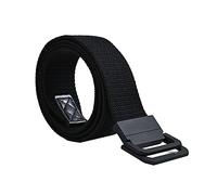 NIUXICH Cintura in tela a righe Arcobaleno in metallo con fibbia a doppio anello Jeans Cintura tattica Abbigliamento Cintura decorativa, Nero, 3.8x125cm