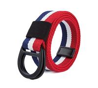 NIUXICH Cintura tattica con fibbia a doppio anello in tela a righe Jeans casual Cintura intrecciata in nylon Cintura decorativa per abbigliamento, 115cm