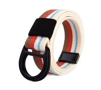 NIUXICH Cintura tattica con fibbia a doppio anello in tela a righe Jeans casual Cintura intrecciata in nylon Cintura decorativa per abbigliamento, 115cm