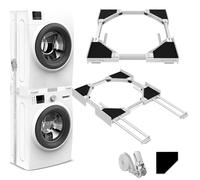 NIUXX Kit sovrapposizione lavatrice asciugatrice, con 4 aste telescopiche, Telaio Intermedio Universale per Lavatrice e Asciugatrice con Cinghie Cricchetto, misura regolabile (46-66 cm)