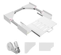 NIUXX Kit sovrapposizione lavatrice asciugatrice, Kit di Impilamento Telaio Intermedio Asciugatrice con Ripiano, per 53-68cm Lavatrice Asciugatrice, misura regolabile, Bianco