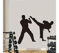 NIUZHENBAOS Adesivo da Parete sagoma Karate in Bianco e Nero - Adesivo da Parete Sportivo in Vinile Rimovibile per Palestra, Camera per Amanti dello Sport, Arredamento per Soggiorno 58x71 cm
