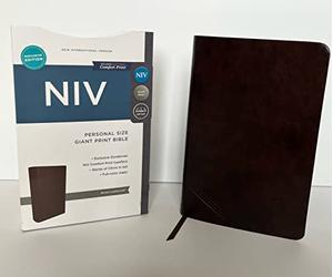 NIV Zondervan Personal Size Giant Print Bible Red Letter Edition Brown Leathersoft Lay Flat