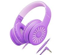 NIVAVA K16 - Cuffie cablate con microfono, cuffie on-ear per bambini, con jack da 3,5 mm, pieghevoli, per ragazzi, scuola, Amazon Kindle, Fire, Chromebook, tablet (viola rosa)