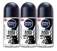 Nivea 48h Deodorant Roll-on Roll on Invisible for Black&White Anti Perspirant 50ml (Original Pack of 3) 1.7 Fl Oz