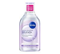 NIVEA Acqua Micellare Delicata 400 ml, Struccante viso e occhi e labbra per make-up e SPF, Con Liquirizia e Pantenolo, Senza profumo, Formula ipoallergenica, Detergente viso pelle sensibile