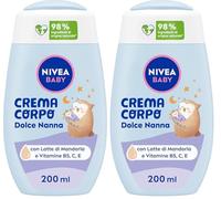 NIVEA BABY Crema Corpo Dolce Nanna 200ml, Crema corpo bambini e neonato per una pelle nutrita e protetta con Latte di Mandorla e Vitamine, Formula profumata per conciliare il sonno (Confezione da 2)