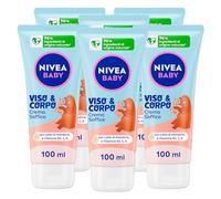 Nivea Baby Crema Idratante Viso & Corpo Bambini Formula Vegana Ipoallergenica con Latte di Mandorla ad Azione Protettiva Texture Soffice - 6 Flaconi da 100ml