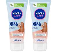 NIVEA BABY Viso & Corpo Crema Soffice 100ml, Crema corpo bambini idratante e nutriente, Crema viso neonato con Latte di Mandorla e Vitamine, Crema corpo neonato contro disidratazione e secchezza