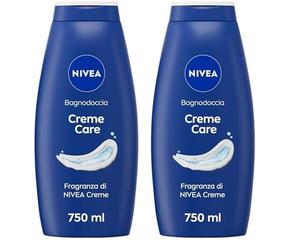 NIVEA Bagnodoccia Creme Care 750 ml, Bagnoschiuma in crema detergente e nutriente, Crema docciaschiuma arricchita con Vitamine C, E e Oli Nutrienti al classico profumo di NIVEA Creme (Confezione da 2)