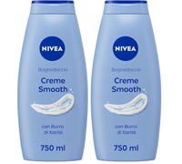 NIVEA Bagnodoccia Creme Smooth 750 ml, Bagnoschiuma in crema detergente e vellutante, Crema docciaschiuma arricchita con Burro di Karité, Vitamine C, E e Oli Nutrienti dal profumo delicato