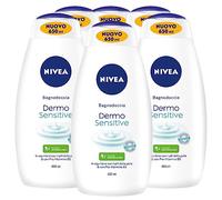 Nivea Bagnodoccia Dermo Sensitive Detergente Corpo Formula Biodegradabile Pro Vitamina B5 in Equilibrio con il pH della Pelle Docciaschiuma ad Azione Idratante per Pelli Sensibili - 6 Flaconi da 650ml