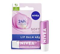 NIVEA Balsamo labbra Soft Rose, balsamo per le labbra con burro di karité, oli naturali e vitamine, idratazione profonda 24 ore e sottolinea la rosità naturale
