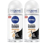 NIVEA Black & White Black Invisible Ultimate Impact Deodorante roll on da 50 ml, Deodorante donna antitraspirante 48h, Formula profumata che regola la traspirazione (Confezione da 2)