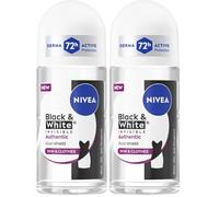 NIVEA Black & White Invisible Authentic Roll-on 50 ml, Deodorante donna antitraspirante 72h, Deodorante roll on contro odori, sudore, residui, irritazioni e macchie, Profumo fruttato e floreale