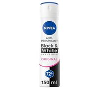 NIVEA Black & White Invisible Original Spray 6 x 150 ml, Deodorante Donna Efficace 72h, Deodorante Spray Antitraspirante Contro Odori, Sudore, Residui, Irritazioni e Macchie su Tessuti Chiari e Scuri