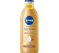 NIVEA Body Lotion Sun Touch, lozione nutriente con delicato effetto abbronzante senza striature, crema idratante per il corpo con estratto di ginkgo e olio di semi d'uva (400 ml)
