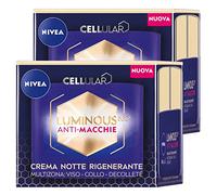 Nivea Cellular Luminous630 Anti-Macchie Crema Notte Rigenerante Multizona per Viso Collo Decolleté Formula con Acido Ialuronico ad Azione Rinforzante Rivitalizzante Rinfrescante - 2 Barattoli da 50ml