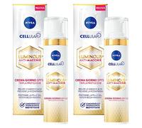 Nivea Cellular Luminous630 Crema Giorno Anti-Macchie Scure SPF 50 Tripla Protezione Viso, con Acido Ialuronico e Vitamina E Idratante Opacizzante Uniformante- 2 Flaconi da 40ml