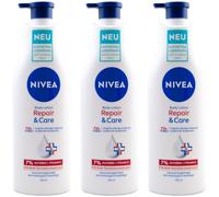 Nivea Corpo Lozione Repair & Care 72h Umidità 3 X 250ml Molto pelle Secca