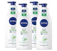 Nivea Crema Corpo Aloe Idratante 48h Formula con Ingredienti di Origine Naturale Azione Idratante Rinfrescante Ammorbidente Illuminante Pelle Normale o Secca Texture Leggera - 4 Flaconi da 500ml
