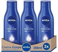 NIVEA Crema Corpo Nutriente 3 x 250 ml, Crema Idratante arricchita con Olio di M