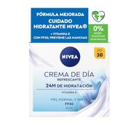 NIVEA Crema de Día Refrescante FP30 (1 x 50 ml), crema hidratante facial con vitamina E, crema refrescante para piel normal y mixta con protección solar